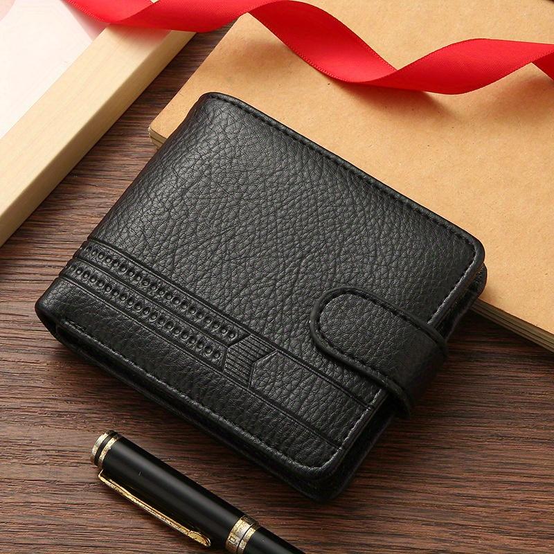 1pc Minimalist Fashionable Men's Wallet, PU Leather Short Wallet with Zipper Buckle, Coins Wallet Card Bag