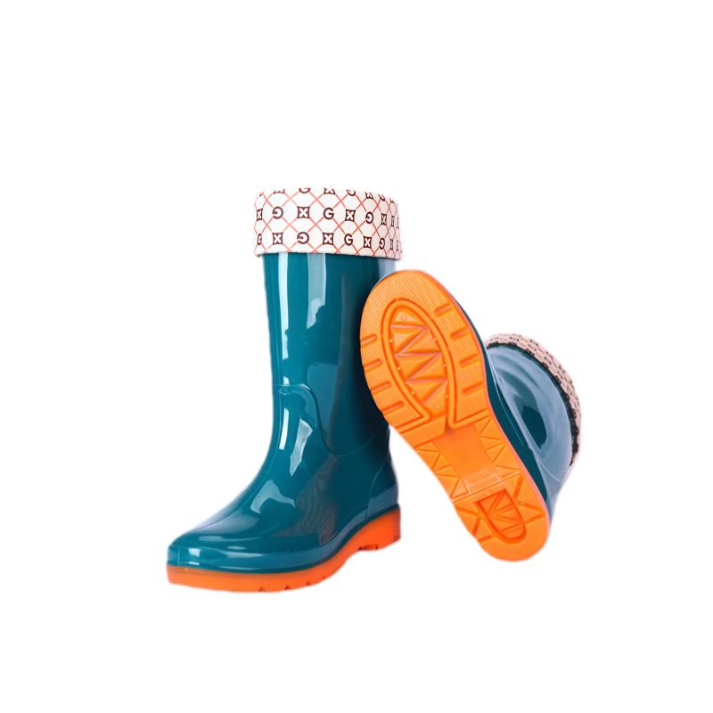 WBD PVC Non-slip Waterproof Lined Rain Boots 45