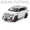 Nissan Patrol, Metall-Druckguss-Geländewagenmodell im Maßstab 1:24, Spielzeug für Jungen, Legierungsmodell mit Sportpaket, 6 Türen zum Öffnen, A303