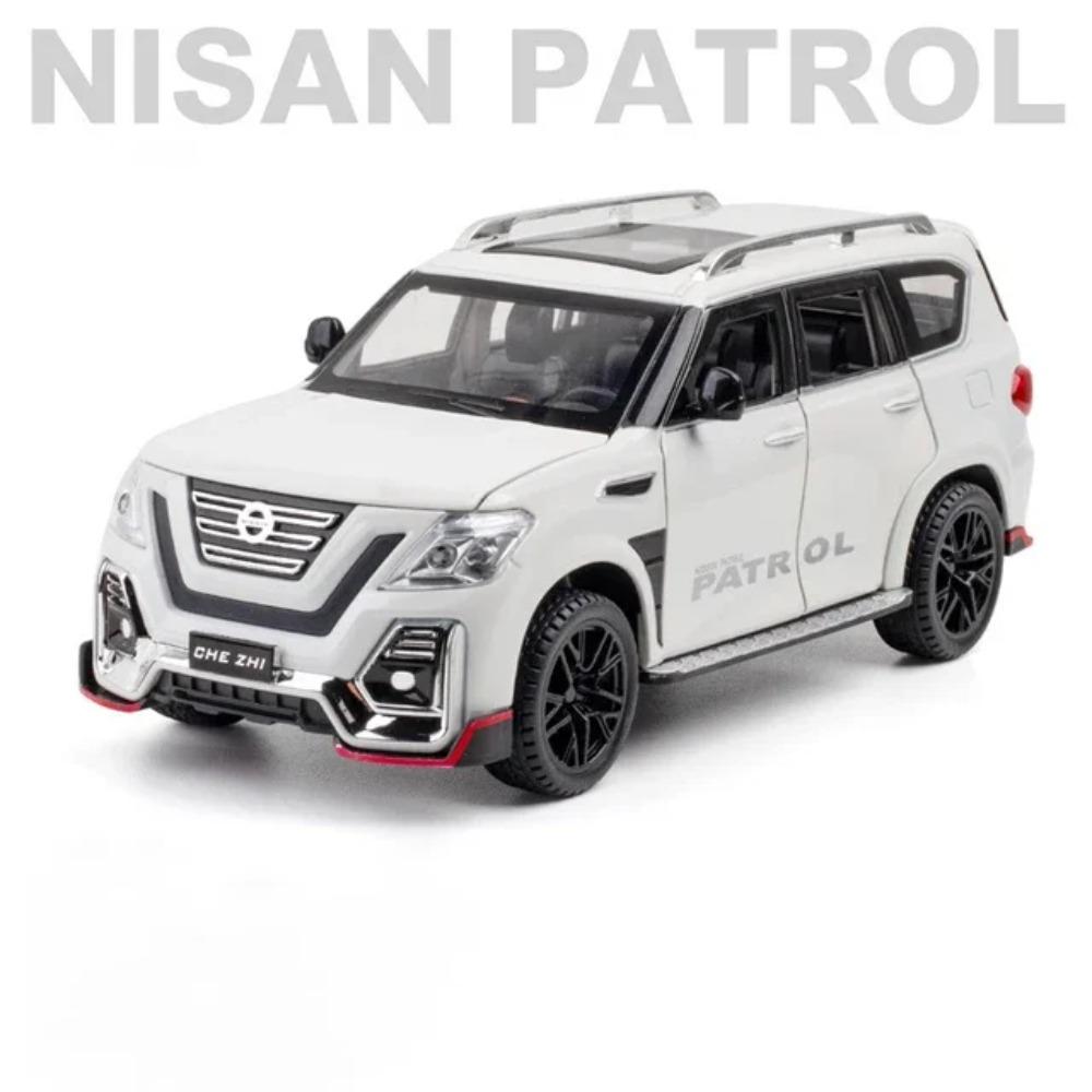 Nissan Patrol, Metall-Druckguss-Geländewagenmodell im Maßstab 1:24, Spielzeug für Jungen, Legierungsmodell mit Sportpaket, 6 Türen zum Öffnen, A303