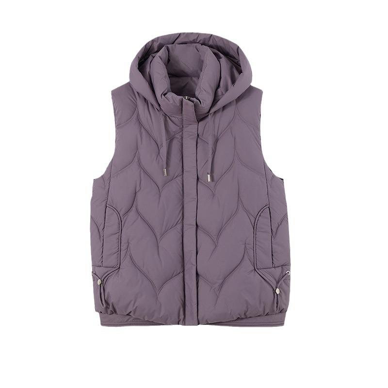 YJKDYK 2024 Winter Women's Sleevsless Jacket Female Casual Hooded Thick Warm Vest Coats Women Pure Color Lightweight Vest Jacket