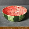 Hand-Painted Watermelon Design Large Ceramic Noodle Bowl with Underglaze Snails Pattern - Fresh, Deep & Stylish.