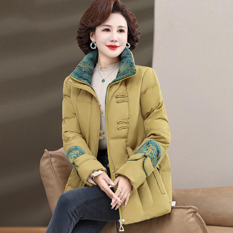 

Hengyuanxiang Winter Velvet Cotton Jacket for Middle-Aged & Elderly Women - New Chinese Style, Thickened, National Style 3XL (Recommended 120–135 jin)