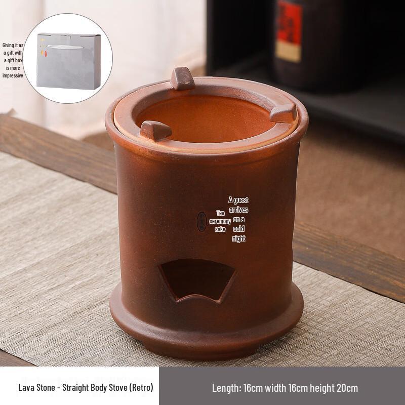 Volcanic Stone Retro Tea Kettle & Charcoal Stove Set