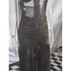 Summer Women's Off-Shoulder Mermaid Gown, Slim Fit Lace Sheer Panel Dress with Asymmetric Hem, Sexy Bodycon Evening Dress for Formal Parties