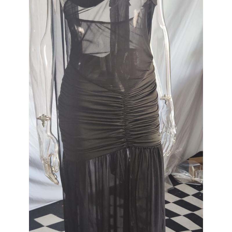 Summer Women's Off-Shoulder Mermaid Gown, Slim Fit Lace Sheer Panel Dress with Asymmetric Hem, Sexy Bodycon Evening Dress for Formal Parties