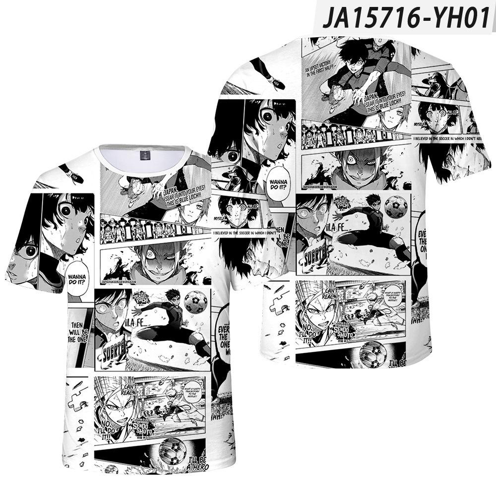 

Новая мужская футболка с круглым вырезом и 3D цифровой печатью в стиле аниме, японское аниме BlueLock Синяя тюрьма 6XL