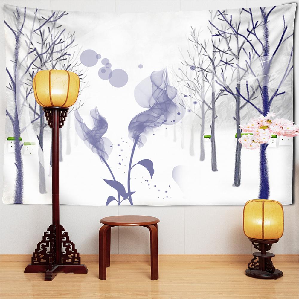 Snowfield Oil Painting Tapestry Wall Painting Trees Flowers Art Simple Lines Bohemian Mandala Bedroom Home Decor