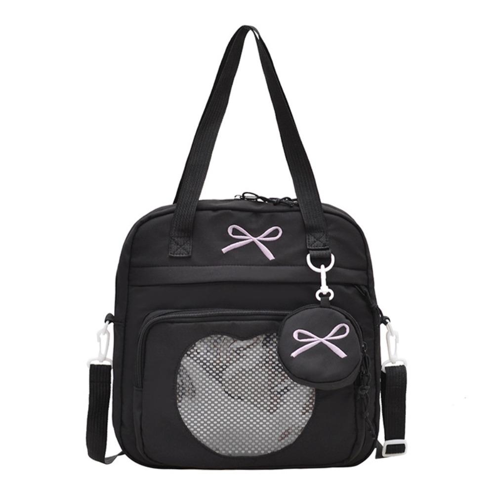

PVC Transparent Shoulder Bag Solid Color Badge Display Bag Crossbody Bag Bow Ita Bag Women чёрный