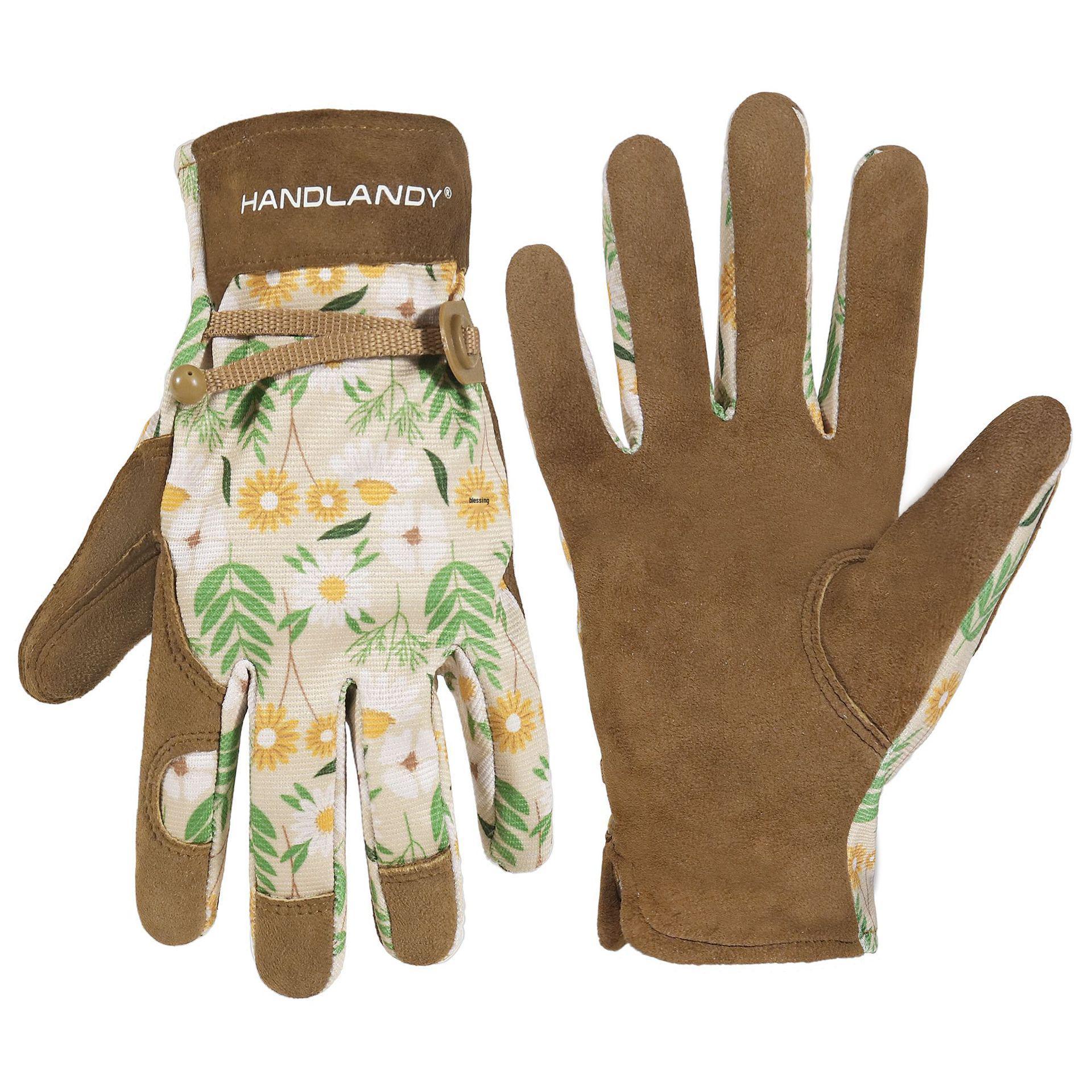 HANDLANDY Water-Repellent Sheepskin Gardening Gloves - Comfortable & Durable. Medium (M)