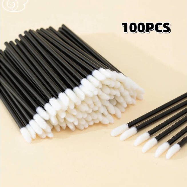 100 штук одноразовых полых стержней для кистей для губ, кристальная кисть для губ, кисть для помады, кисть для цвета губ. One Size чёрный