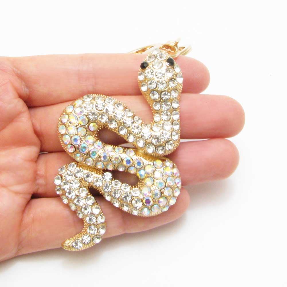 Large Snake Keychain, Lucky Bag Charm for Women, Rhinestone Snake Design CHS10135