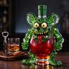Creative Hand Blown Green Glass Decanter, Sculpted Liquor Wine Bottle, Home Bar Decor Container, Whiskey Lover Gift