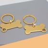 Stainless Steel Dog Tag with Laser-Engraved Paw Print and Bone Design for Pet Identification