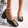 Vintage Green Women Sandals Simple Design Square High Heels Summer Shoes Black Casual Lady Sandalias Champagne Zapatillas