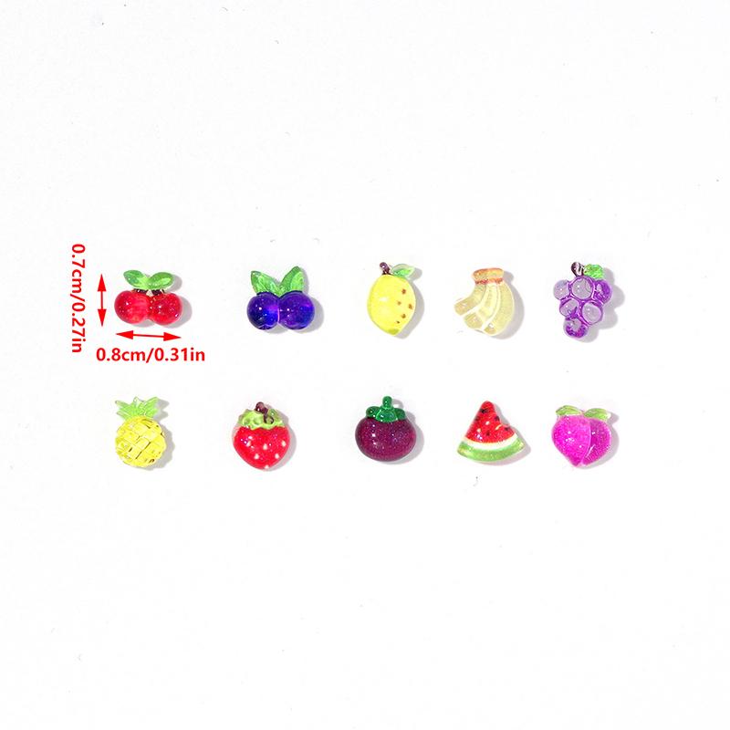 30Pcs Mixed Fruit Shape Nail Decoration Stereoscopic Grapes Strawberries Cherries Nail Accessories Nail Painting Nail Salon Diy