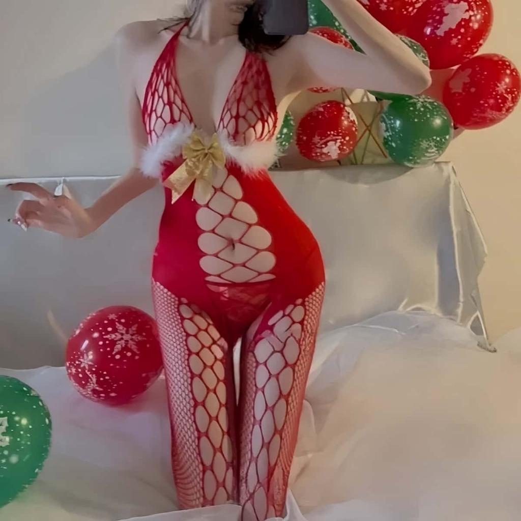 Christmas Erotic Lingerie Sexy Bodysuit Open Crotch Bodystockings Body Stocking Sex Dress Exotic Adult Underwear for Women XXXL