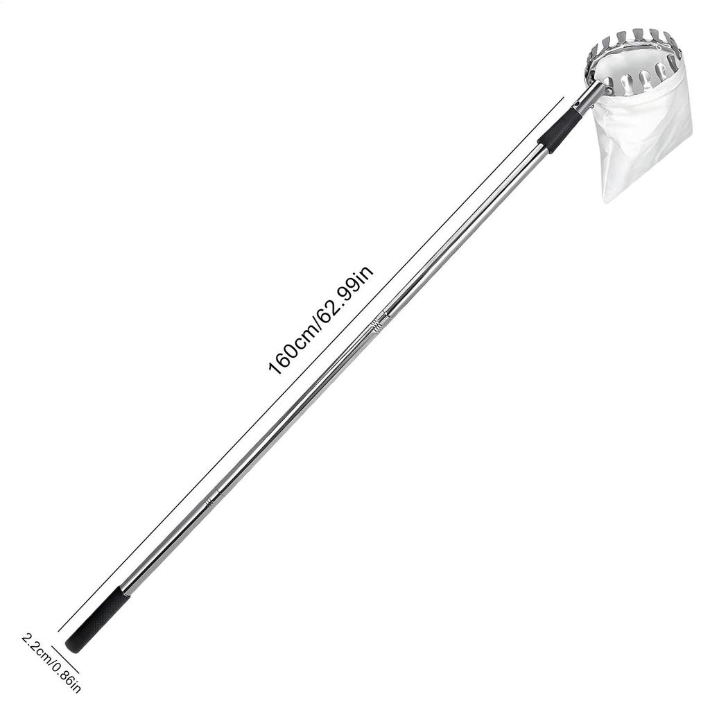 Stainless Steel Splicing Rod Fruit Picker 160cm Telescopic Pole High Tree Orchard Picking Tool For Farm Garden Supplies