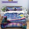 3Pcs Van Gogh Inspired Printed Bedding Set, Breathable and Soft, Machine Washable, Christmas Gift, Suitable for Bedroom Decoration, 15140