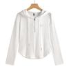 Damen Frühling und Herbst T-Shirt Modisches und vielseitiges koreanisches Slim Fit Kapuzen-Sweatshirt mit Reißverschluss aus Baumwolle