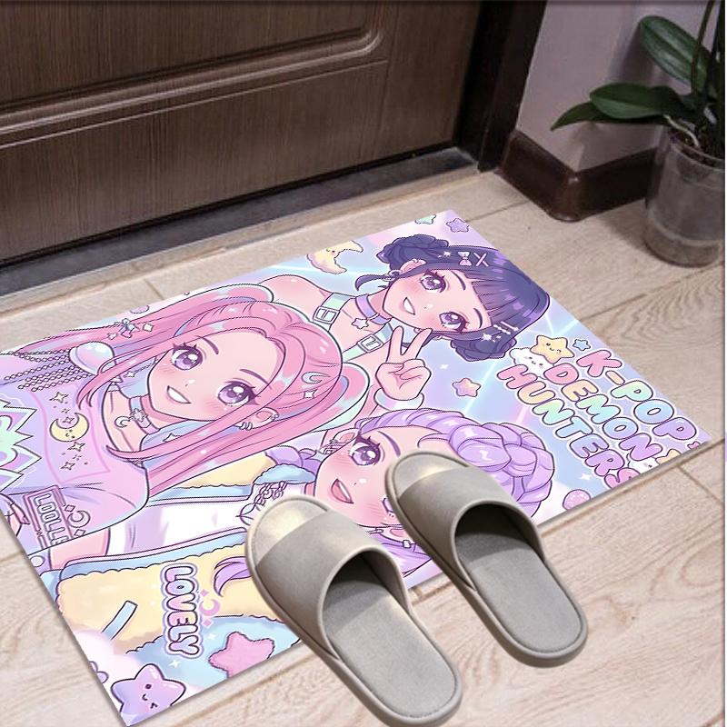 KPop Demon Hunters Pattern Rug, Indoor/Outdoor Mat, for Picnic, Gameroom, Bedroom, Office, Living Room, Home Decor Carpet, Birthday Gift