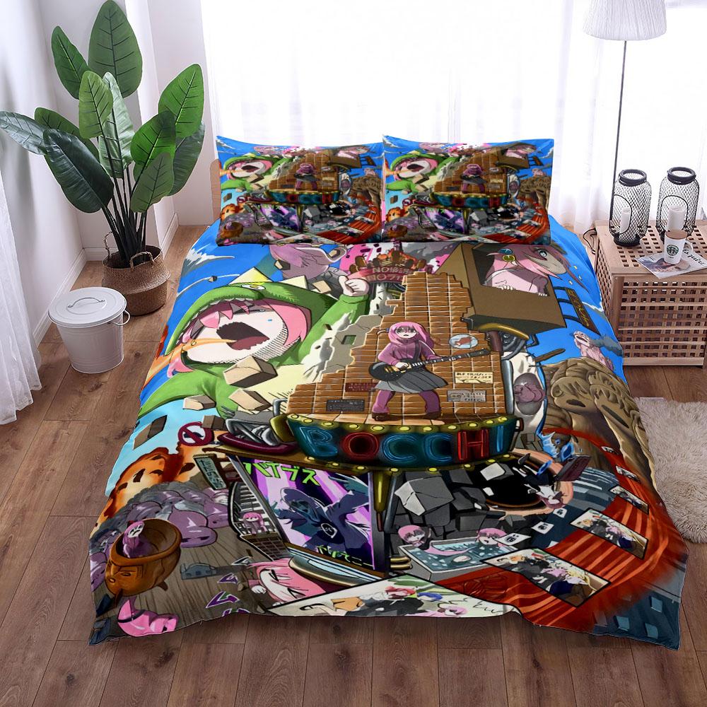 Bocchi Bettbezug-Set UK Einzel Doppel King US Twin Full Queen Größe Anime Bettwäsche-Set