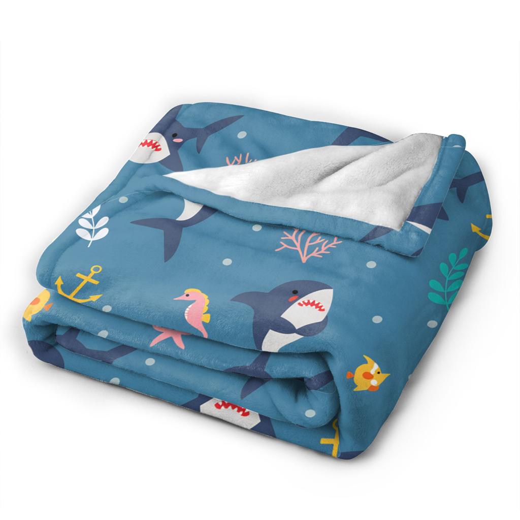cute sharks Flannel Blanket Soft Durable Throw Blanket for Outdoor Picnic Fashion Bedspread Sofa Bed Cover