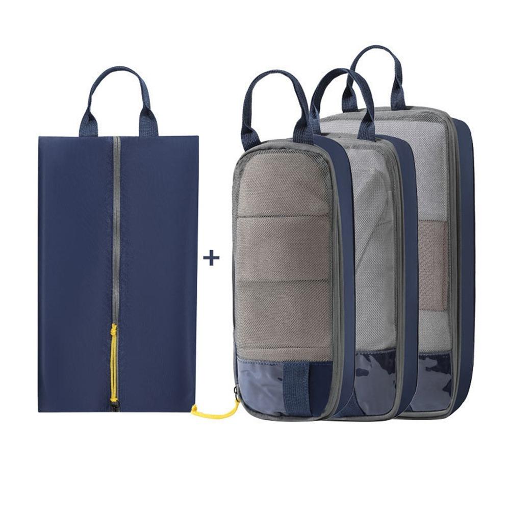 4Pcs/Set Expandable Compression Packing Cubes Oxford Fabric Clothes Storage Bag  Travel