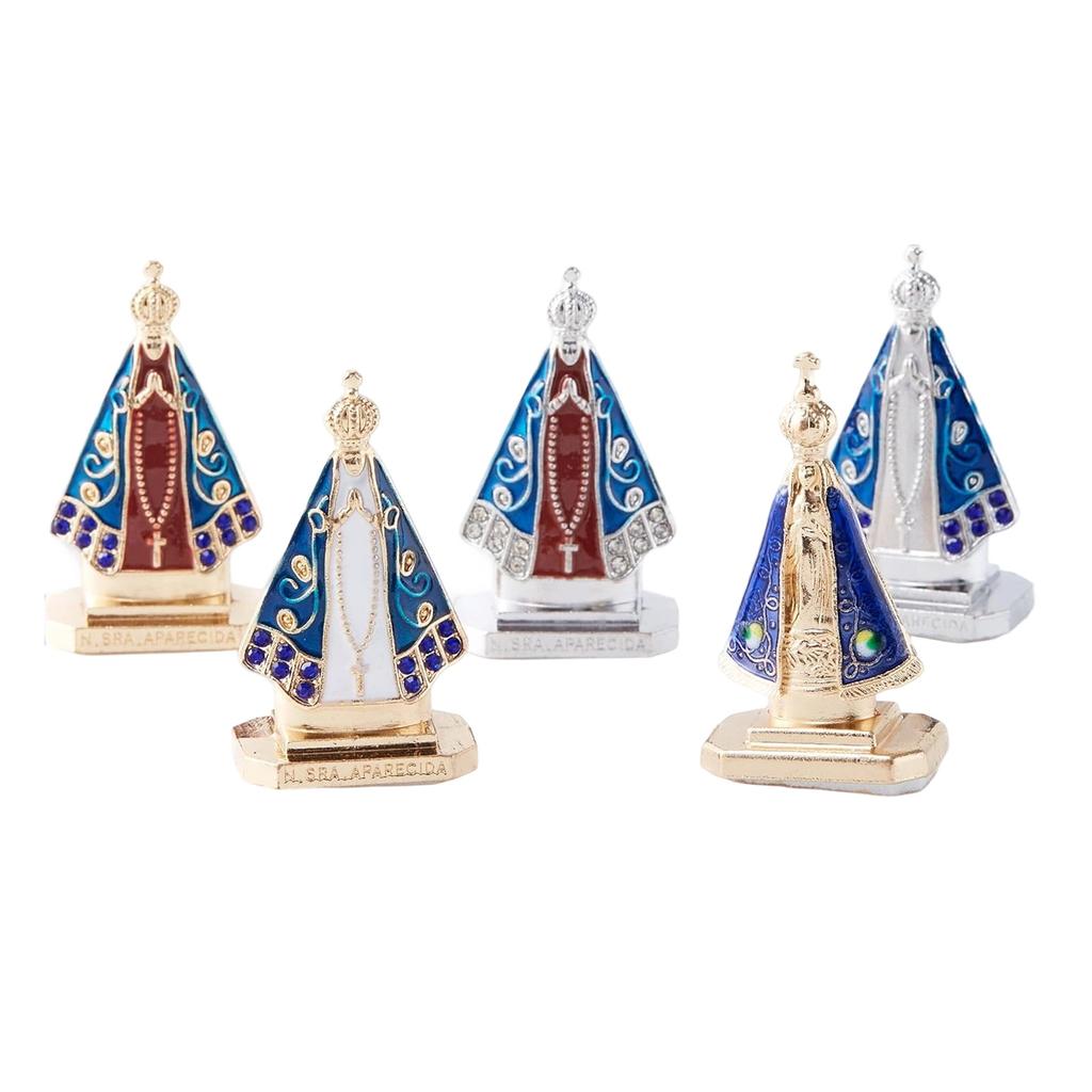 Alloy Spiritual Prayer Figurines Tabletop Ornament Nossa Senhora Aparecida Statue for Car Dashboard Home Decors Gift