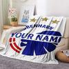 1PC Blue Claw Emblem Custom Name Patterned Flannel Blanket Suitable For All Seasons For Home Decor Warmth And Comfort Gifts Holiday Present
