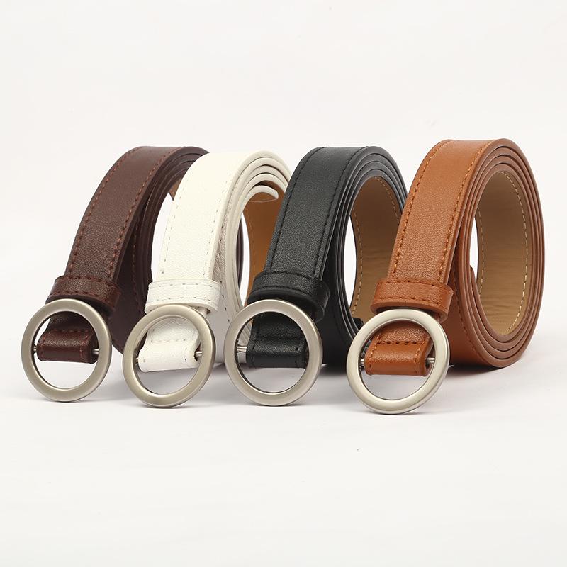 New Women's Fashion Trend Round Buckle Non-hole Student Jeans Casual Belt Simple Versatile Thin Belt