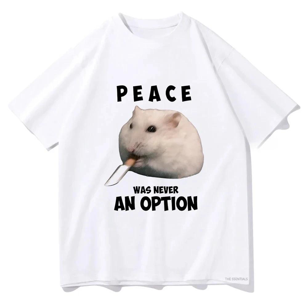

New Arrival Mens Clothes Tee Shirt Homme Graphic T-Shirts Men Tshirt for Men Ropa Hombre Peace Was Never An Option Hamster 70288 4XL