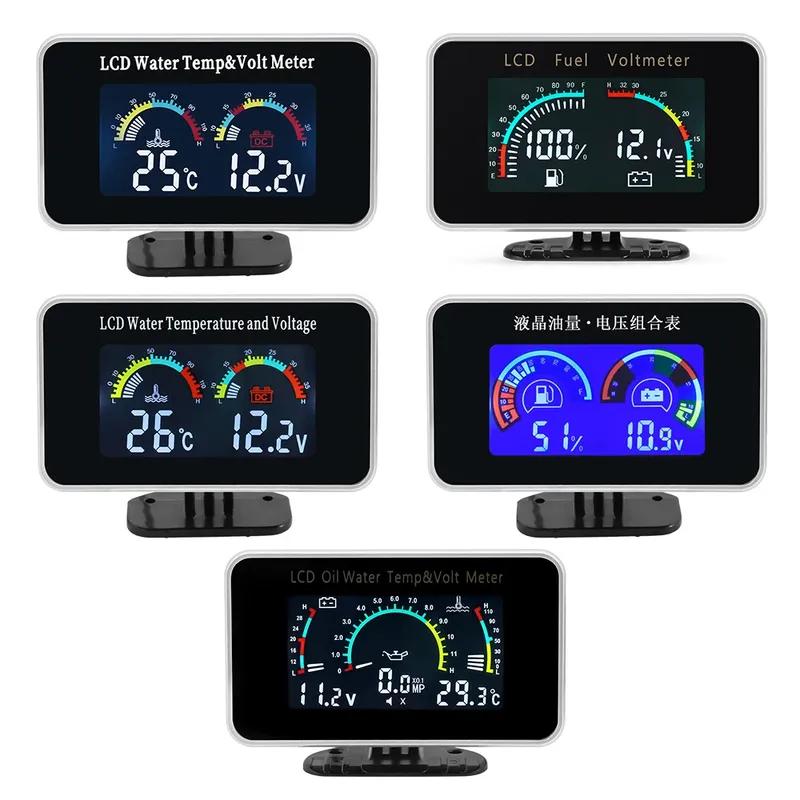 Multiple Combinations Car LCD Digital Gauge Oil Pressure Voltmeter Water Temperature Fuel Level Oil Temperature Meter For 12V