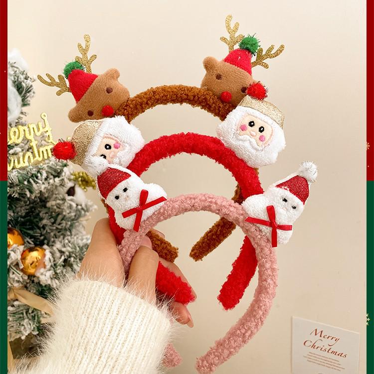 Christmas Plush Headband: Cute Versatile Hair Accessory for Girls.