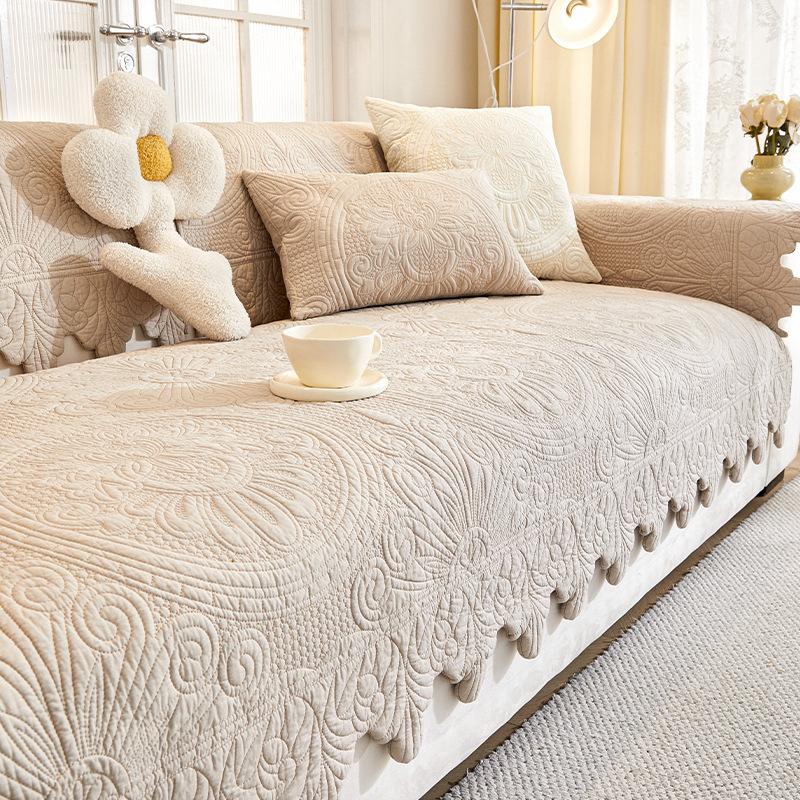 Cotton Sofa Cushion Non-Slip Pure Cotton Fabric Seat Cushion French Simple Modern Four-Season Universal Sofa Cover Cloth Towel