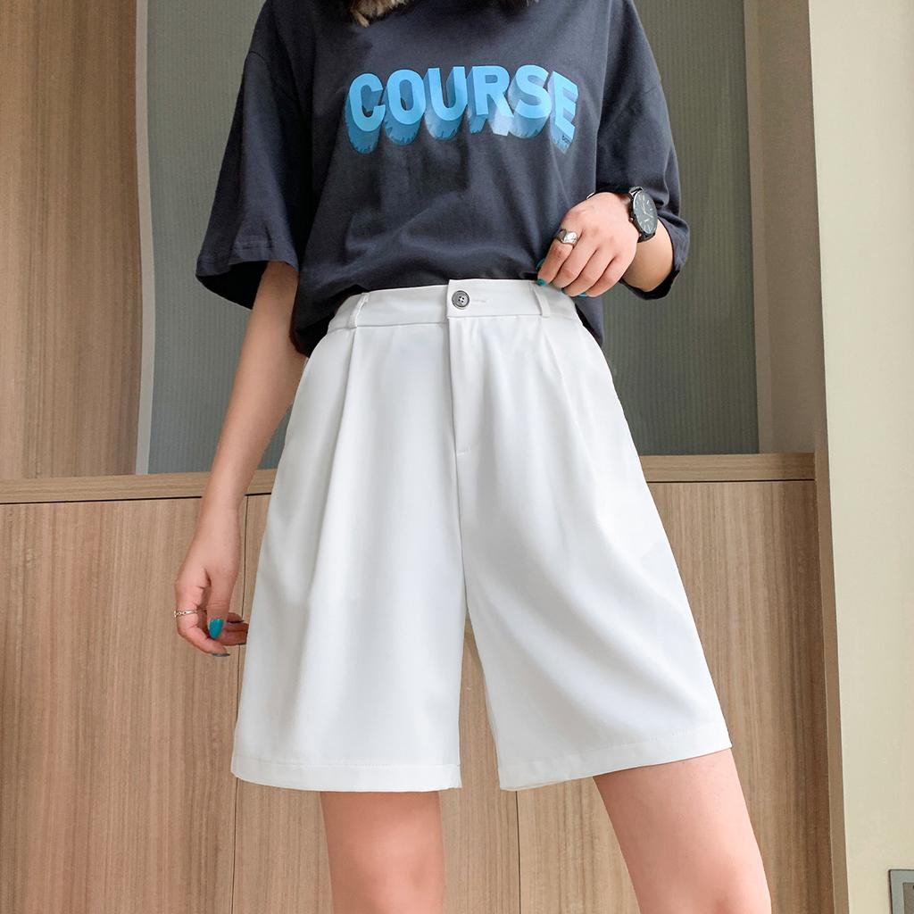 Women's Summer Thin Ice Silk Shorts with High Waist and Slim Drop, Relaxed Wide Leg Shorts