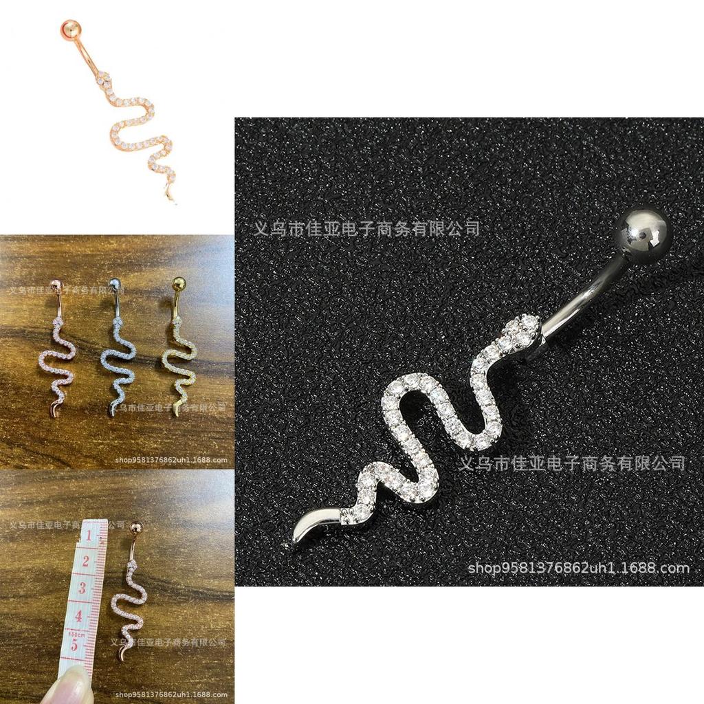 Stunning Shein Snake-shaped Copper Belly Button Ring Fashionable And Stylish