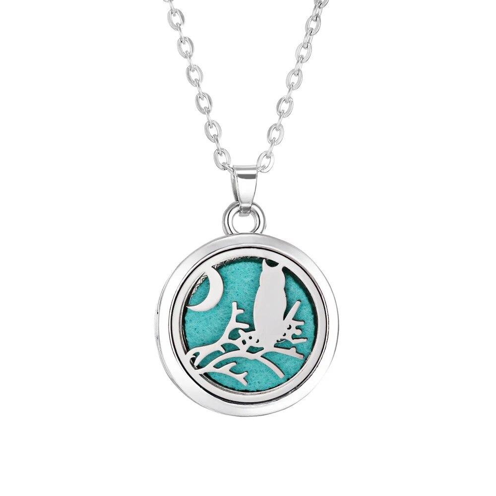 Stainless Steel Fashion Tree of Life Aromatherapy Necklace Essential Oil Diffuser Perfume Locket Pendant Women Jewelry Gift