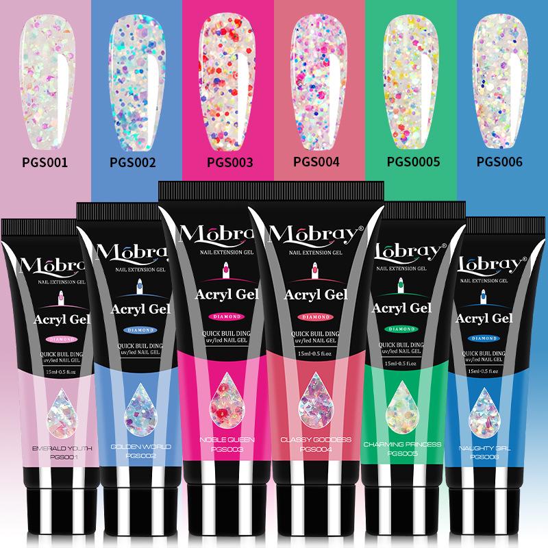 Nail Extension Gel Kit with Brush, Forms & Crystal Gel Polish