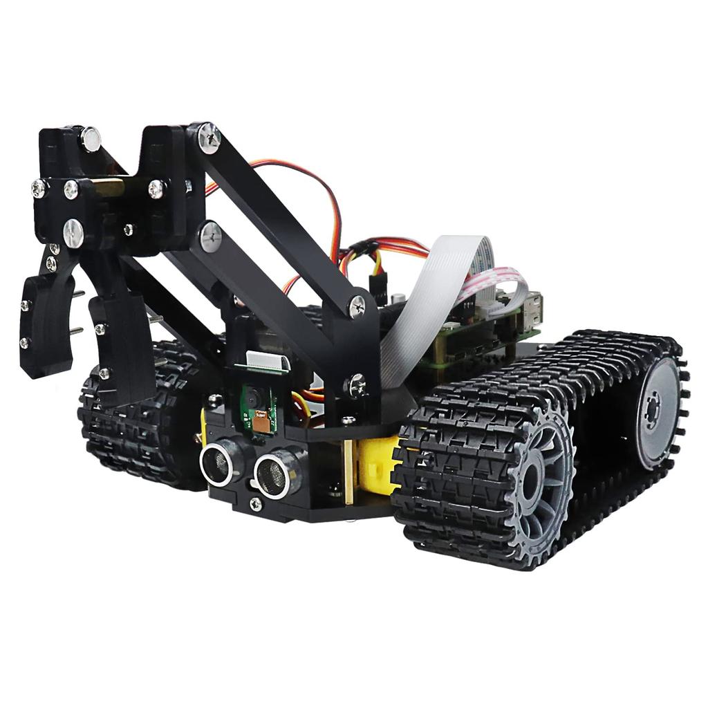 Freenove Tank Robot Kit for Raspberry Pi 5 4B Zero Crawler Object Ball Line Obstacle App Servo Pi Not 3B+ 2W, Chassis, Grasping, Tracking, Tracking,