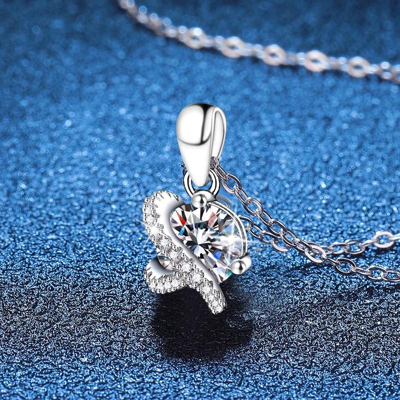 D Color Moissanite Pendant Necklace Star Crown Clavicle Chain Women