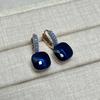 Boucles d'oreilles Nudo 10,6 mm Incrustées de Turquoise Zircon Pour Femmes Topaze Bleue Pendantes Carrées en Cristal Boucle d'oreille Bijoux de Mode Cadeau