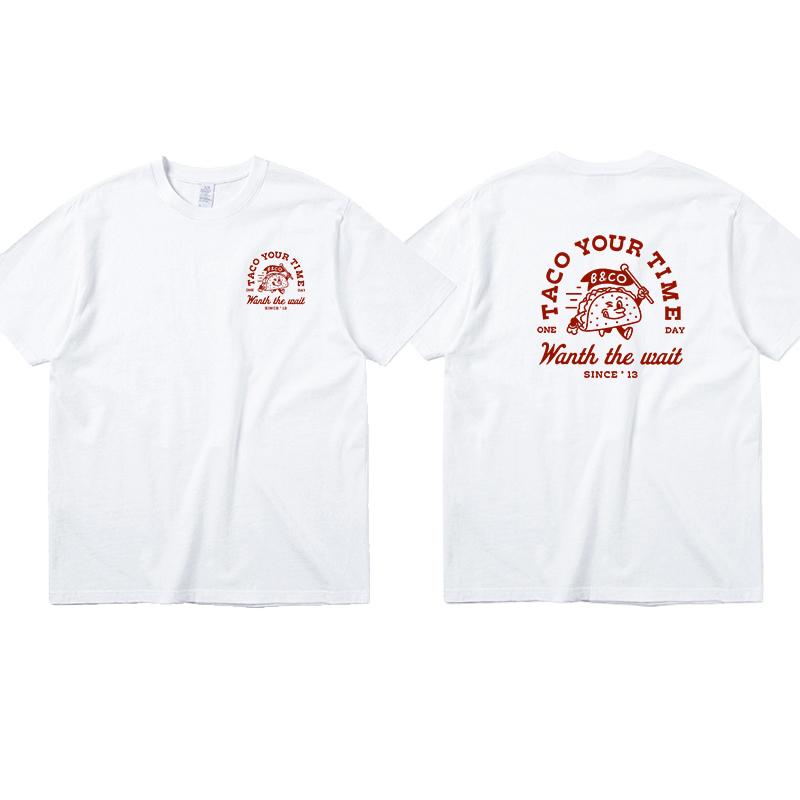 

TACO YOUR TIME American retro sports style Vintage cotton casual round neck short-sleeved T-shirt men 4XL