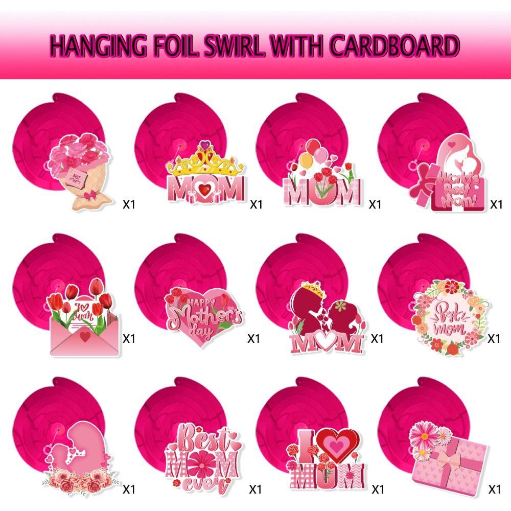 12pcs Romantic Spiral Ceiling Hanging Decor Elegant Mothers Day Gifts  Happy Mother's Day