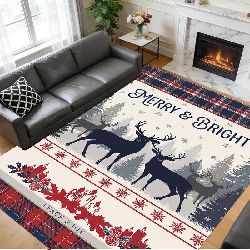Christmas Printed Square Area Rug Soft Non Slip Floor Carpet For Bedroom Holiday Gift