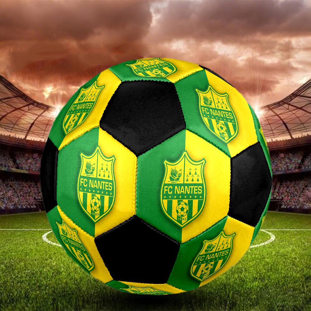 FC Nantes Indoor Soccer Ball Colorful Machine Stitched PVC Size 5 Team Training Competition Ready Durable High-Bounce Cool Sports Gift