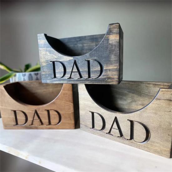 Wooden Hat Holder Dad Letter Engraved Men Hat Holder Baseball Hat Rack Stand Organizer Hat Box Gift Dad Grandpa Father's Day Gift