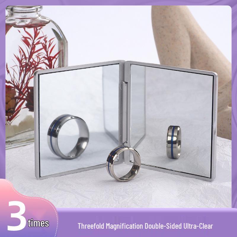 High-Grade Metallic Rose Foldable Double-Sided Handheld Makeup Mirror with Magnification
