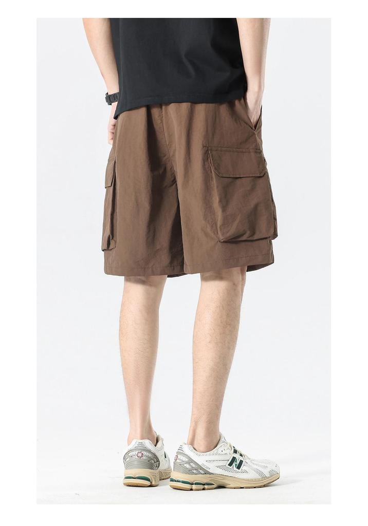 Herren Trendy Sommer Locker Gerade Cargo-Shorts - Nylon Eis Seide, Mittellang, Lässige Passform