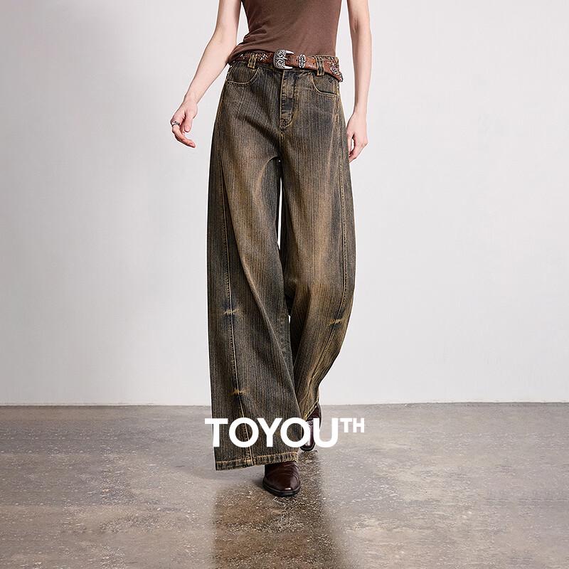 Chuyu Women s Maillard Style Mud-Dyed Wide-Leg Jeans 26